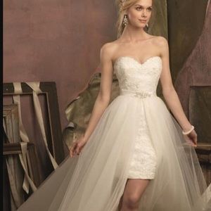 Mori Lee Strapless Wedding Dress Tulle Overskirt